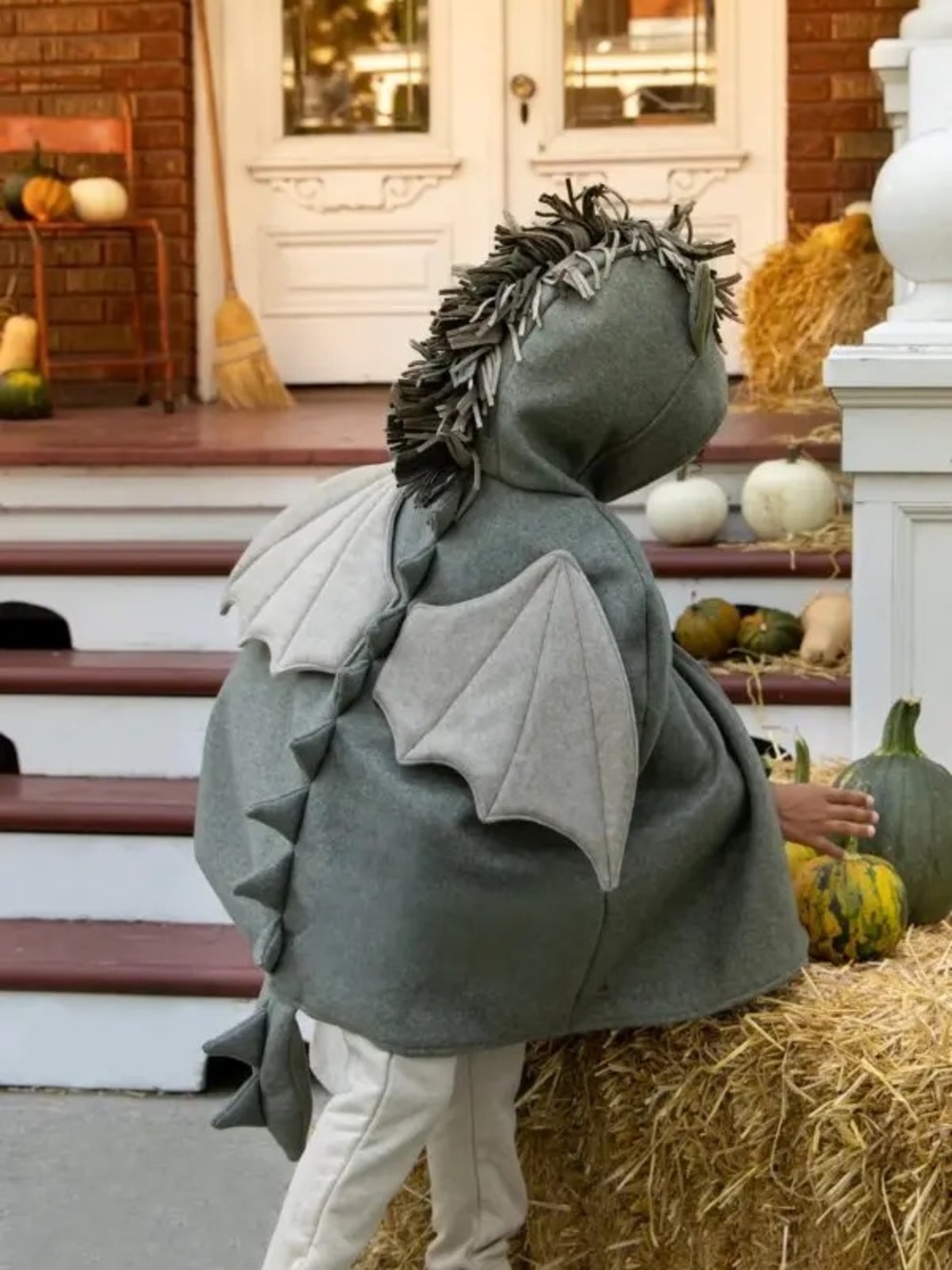 Coco Village Dragon Cape Costume – Wool Blend Green Kids Dress-Up Cape